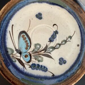 Handcrafted Ceramic Saucer Plate with Butterfly Design